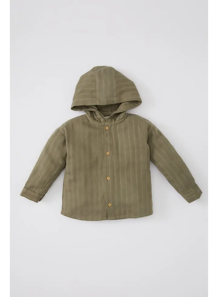 Babyboy Regular Fit Hooded Woven Long Sleeve Shirt