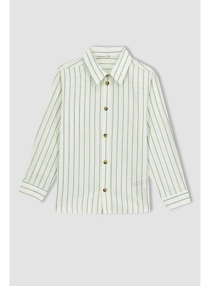 Boy Regular Fit Polo Neck Woven Long Sleeve Shirt