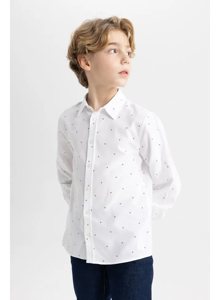 Boy Regular Fit Polo Neck Woven Long Sleeve Shirt