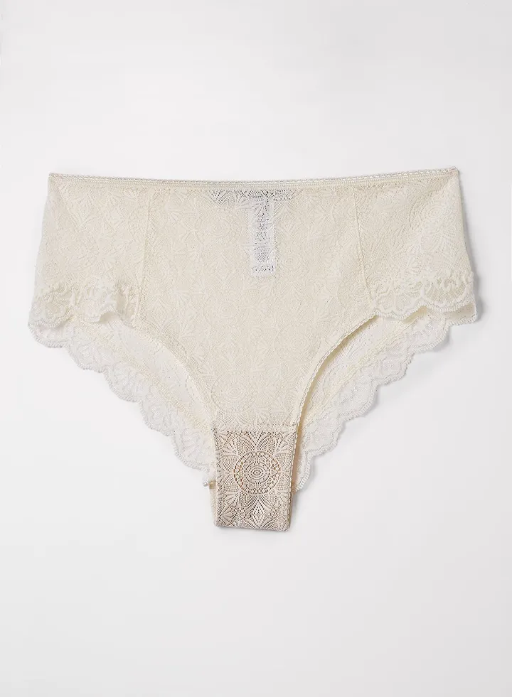 Fabienne Lace Hipster Briefs Creme