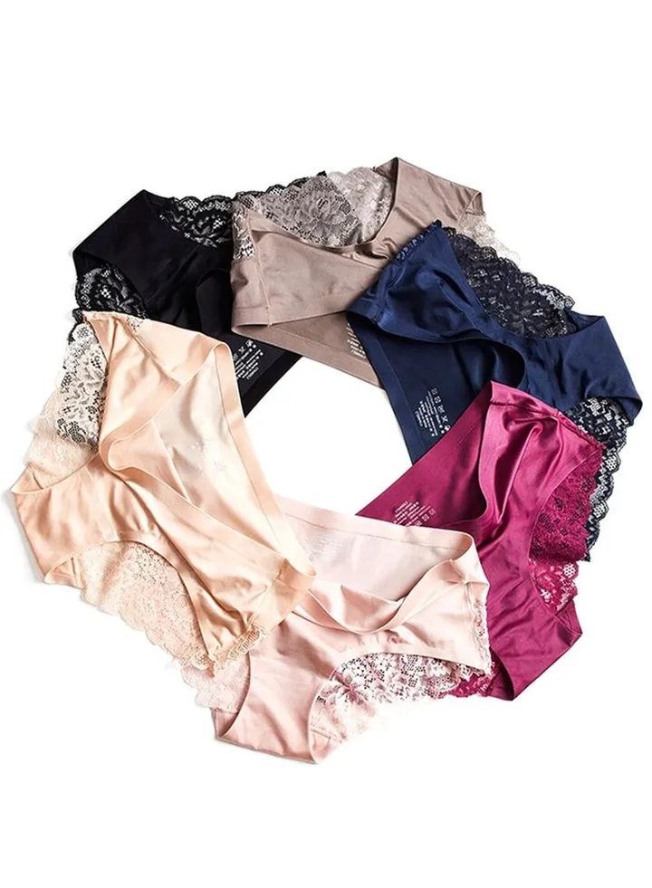 6-Piece Comfy Elastic Briefs Multicolour Lace Briefs set Cute Swimming wear Underwear Nightwear Evening Wear Dress for Women Gilrs Ladies M(40~50kg)
