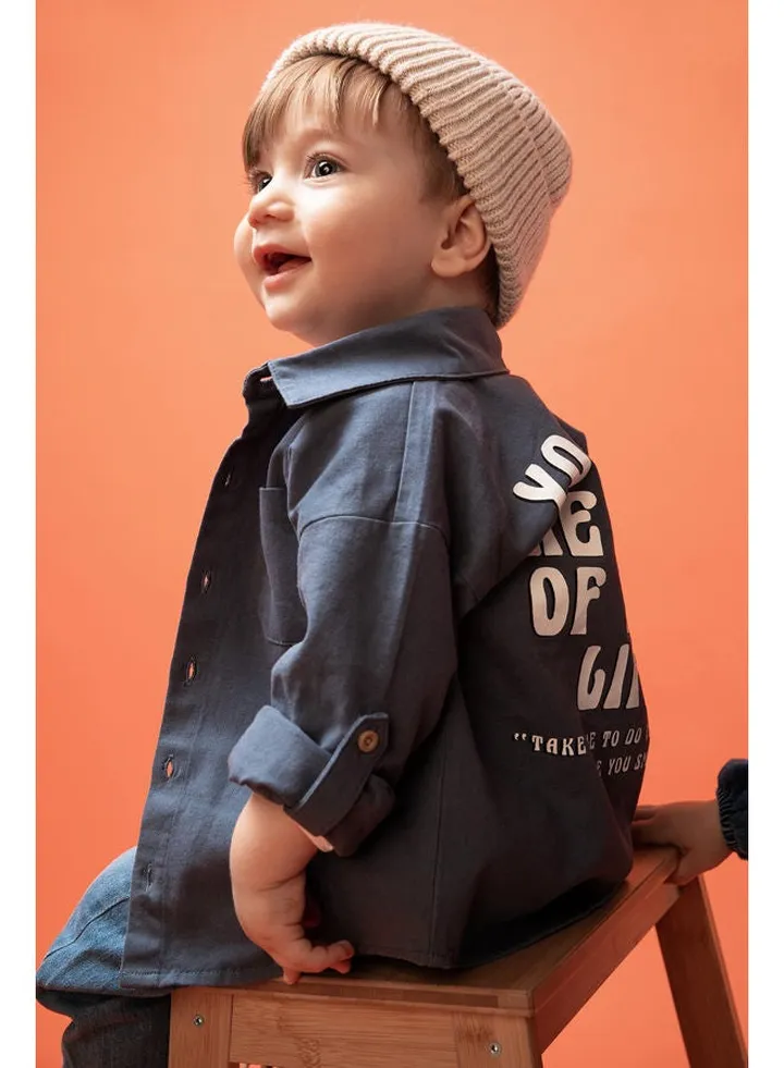 BabyBoy Regular Fit Shirt Neck Woven Long Sleeve Shirt