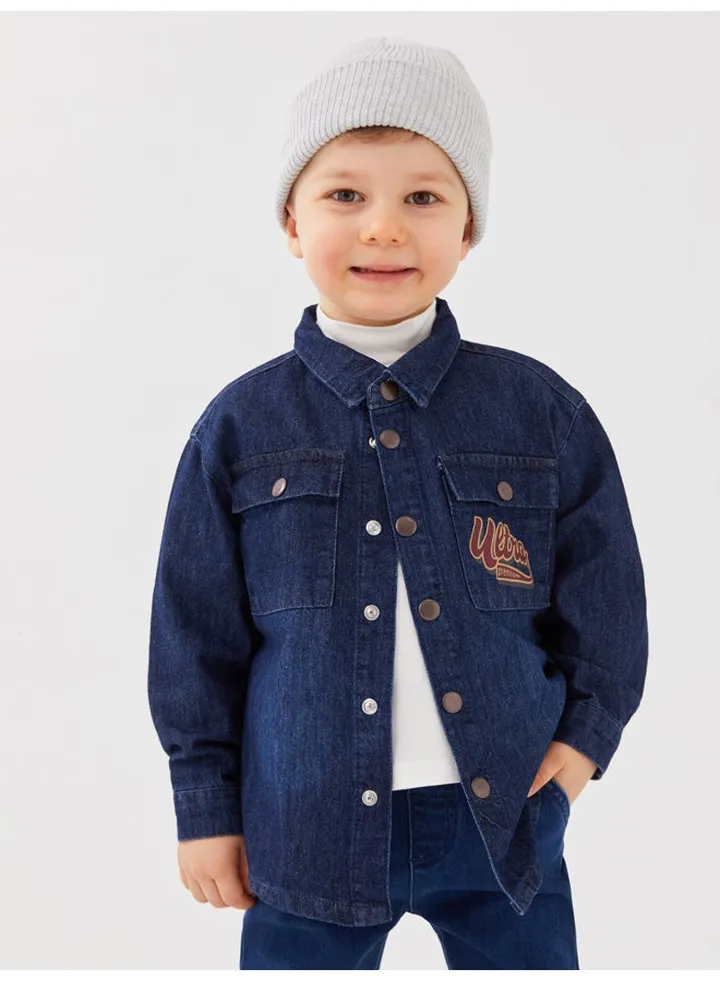 Long Sleeve Printed Baby Boy Jean Shirt