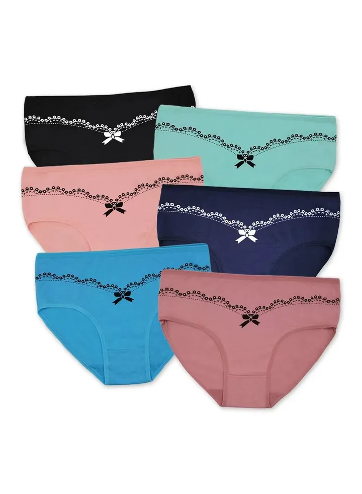 Zeemey 6 Pack Womens Underwear Cotton Sort Bikini Breathable Panties Low Rise Hipster Ladies Charming Cheeky Lingerie