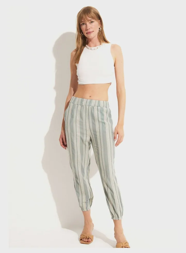 Embroidered High Waist Pants