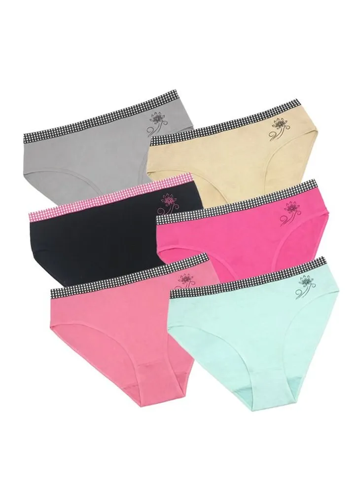 Zeemey 6 Pack Womens Underwear Cotton Sort Bikini Breathable Panties Low Rise Hipster Ladies Charming Cheeky Lingerie