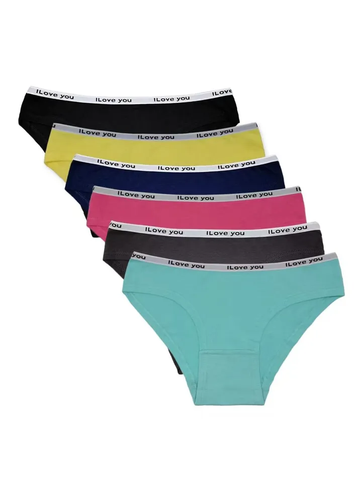 Zeemey 6-Piece Cotton Bikini Breathable Panties Low Waist Fashionable Ladies Charming Thick Bottom