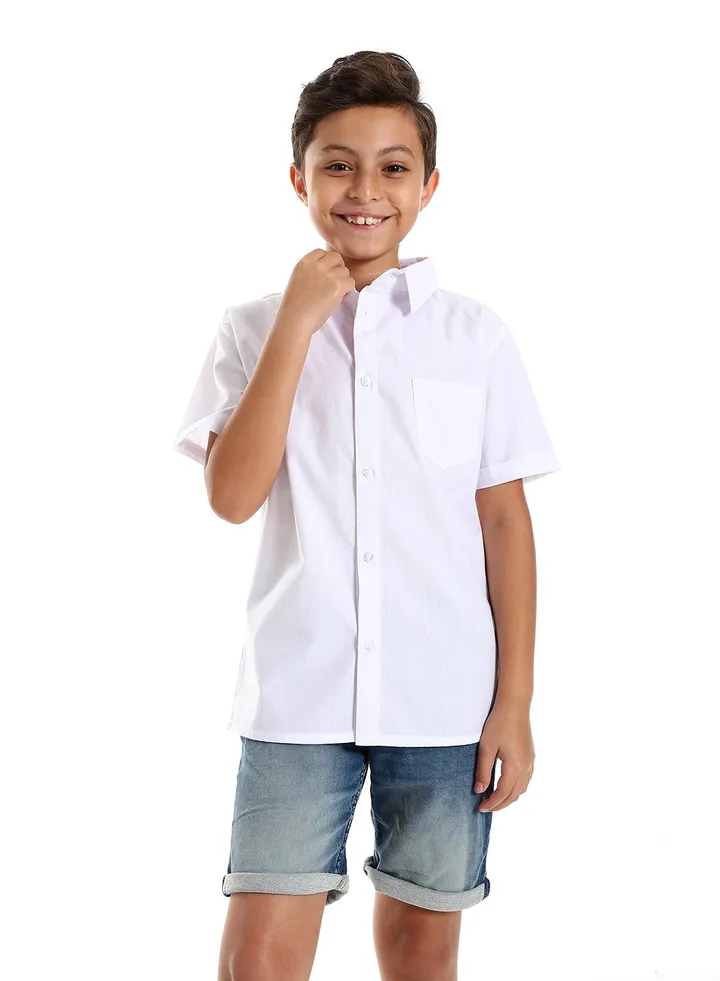 Boys Casual Short Sleeves Cotton Shirt