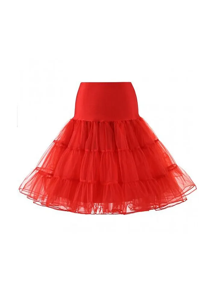Vintage Crinoline Tutu Midi Petticoat Skirt Red
