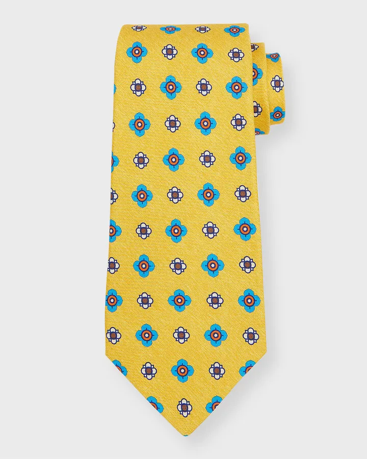 Men's Medallion-Print Silk Tie