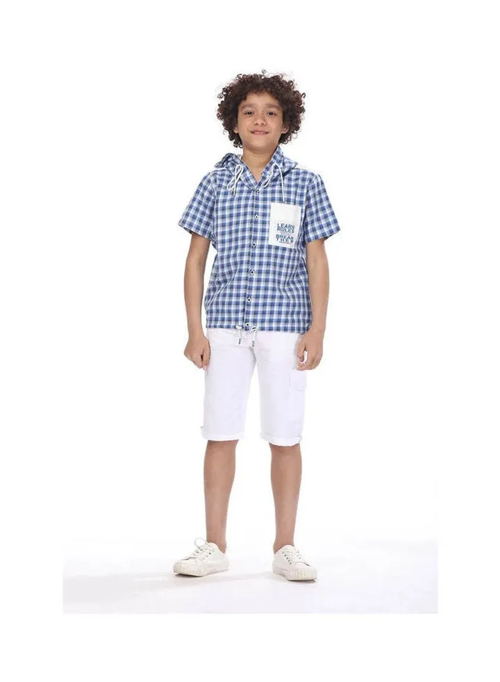 hooded short sleeve shirt Blue