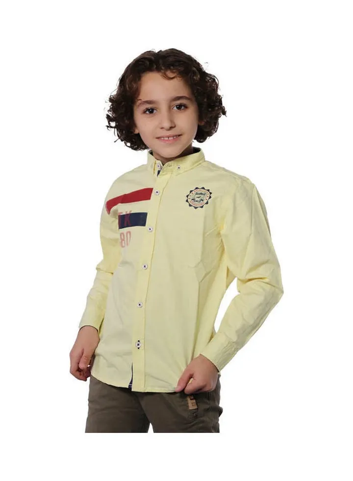 Casual Plain Long Sleeve Shirt Yellow