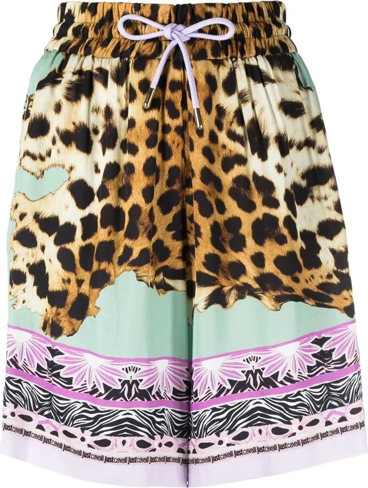 Leopard Print Drawstring Shorts