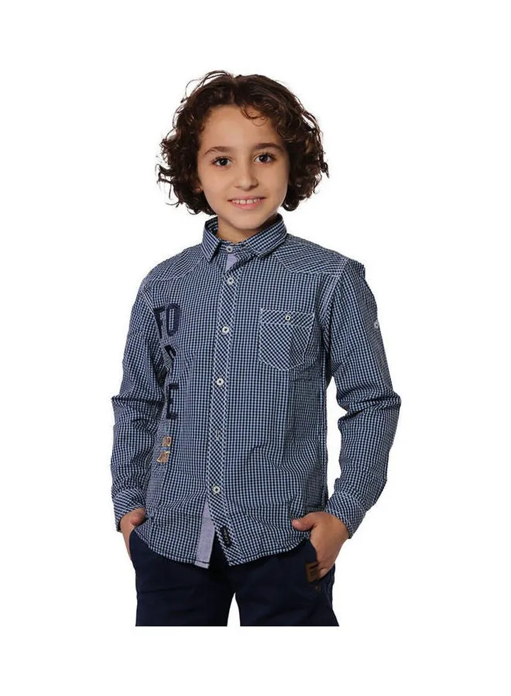 Stripes Collared Neck Long Sleeve Shirt Blue
