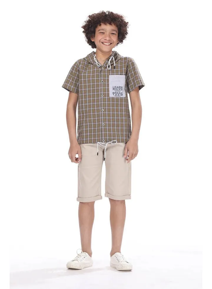 Hooded Short Sleeve Shirt Olive