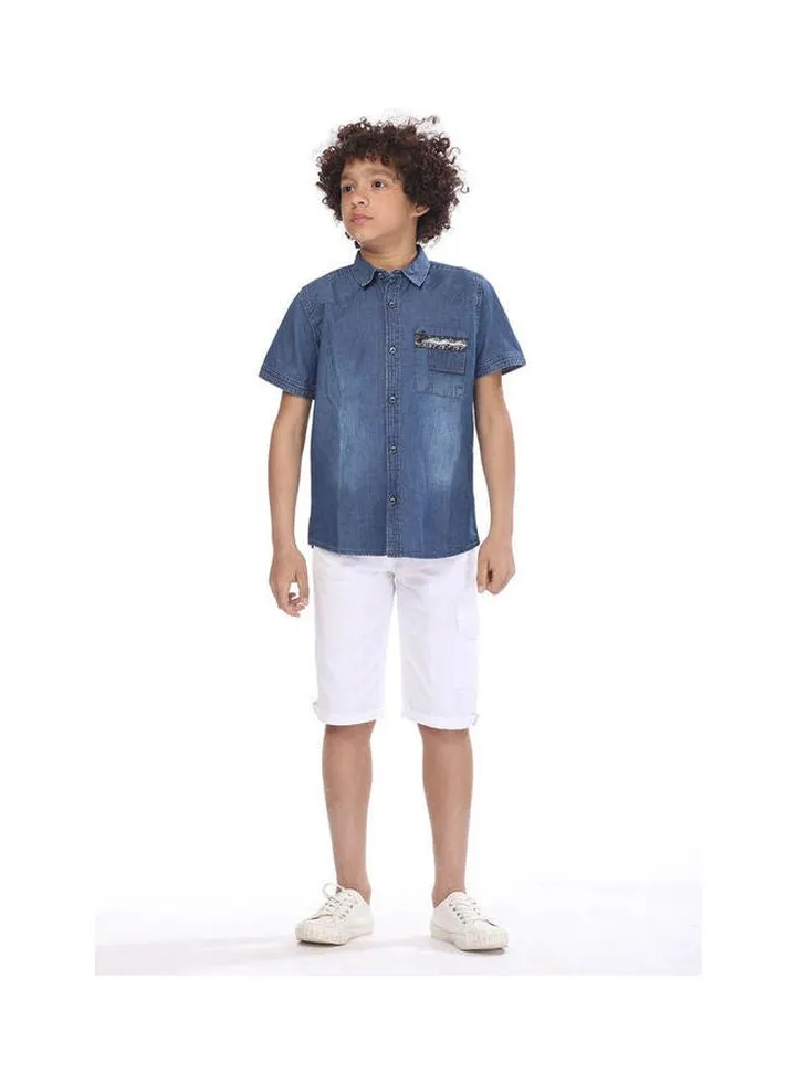 Short-sleeved dark jeans shirt Dark Blue
