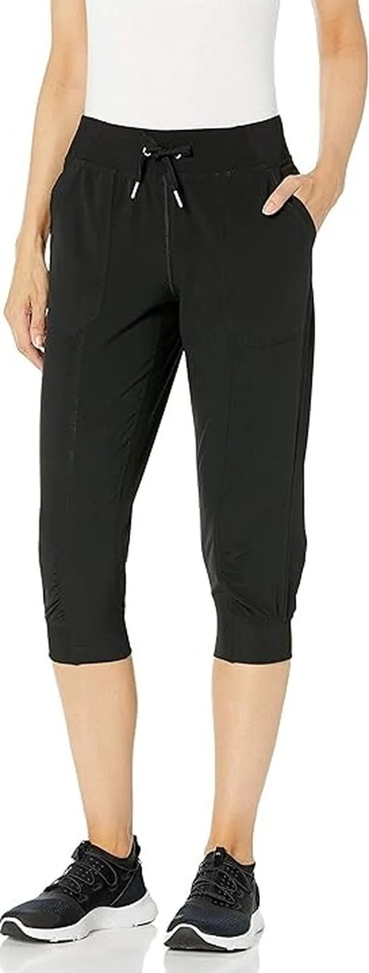 Calvin Klein Calvin Klein Women's Premium Performance Rib Cuffed Capri Pant (Standard and Plus) (Black) Women's Clothing