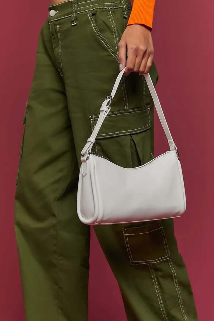 Faux Leather Baguette Shoulder Bag