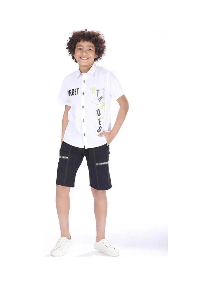 printed short-sleeved shirt with pocket White