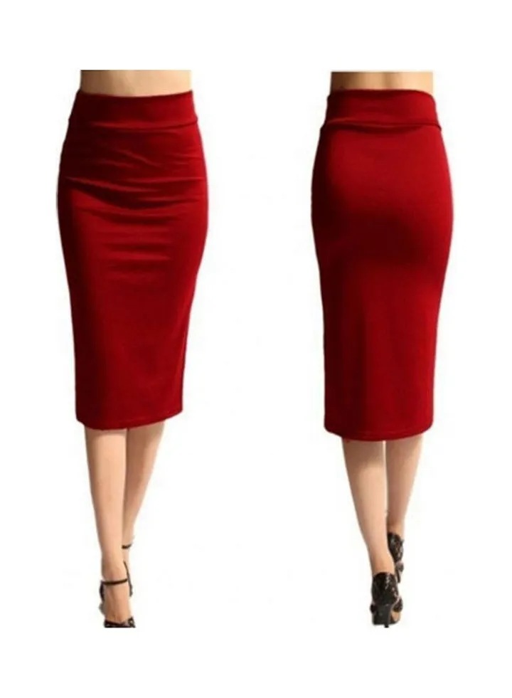 Summer All Match Slim Pencil Skirt Red
