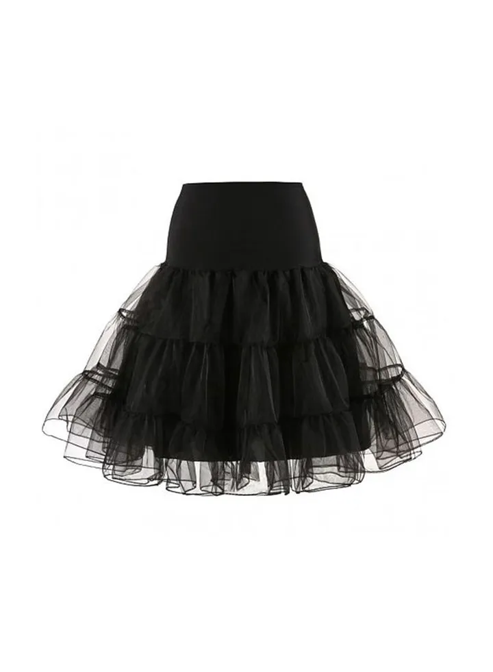 Vintage Crinoline Tutu Midi Petticoat Skirt Black