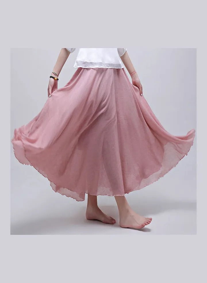 Solid Pattern Skirt Pink