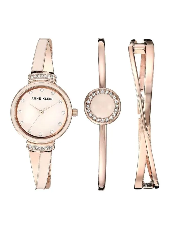 women Stone Studded Analog Watch With Bracelet Set AK/3292LPST