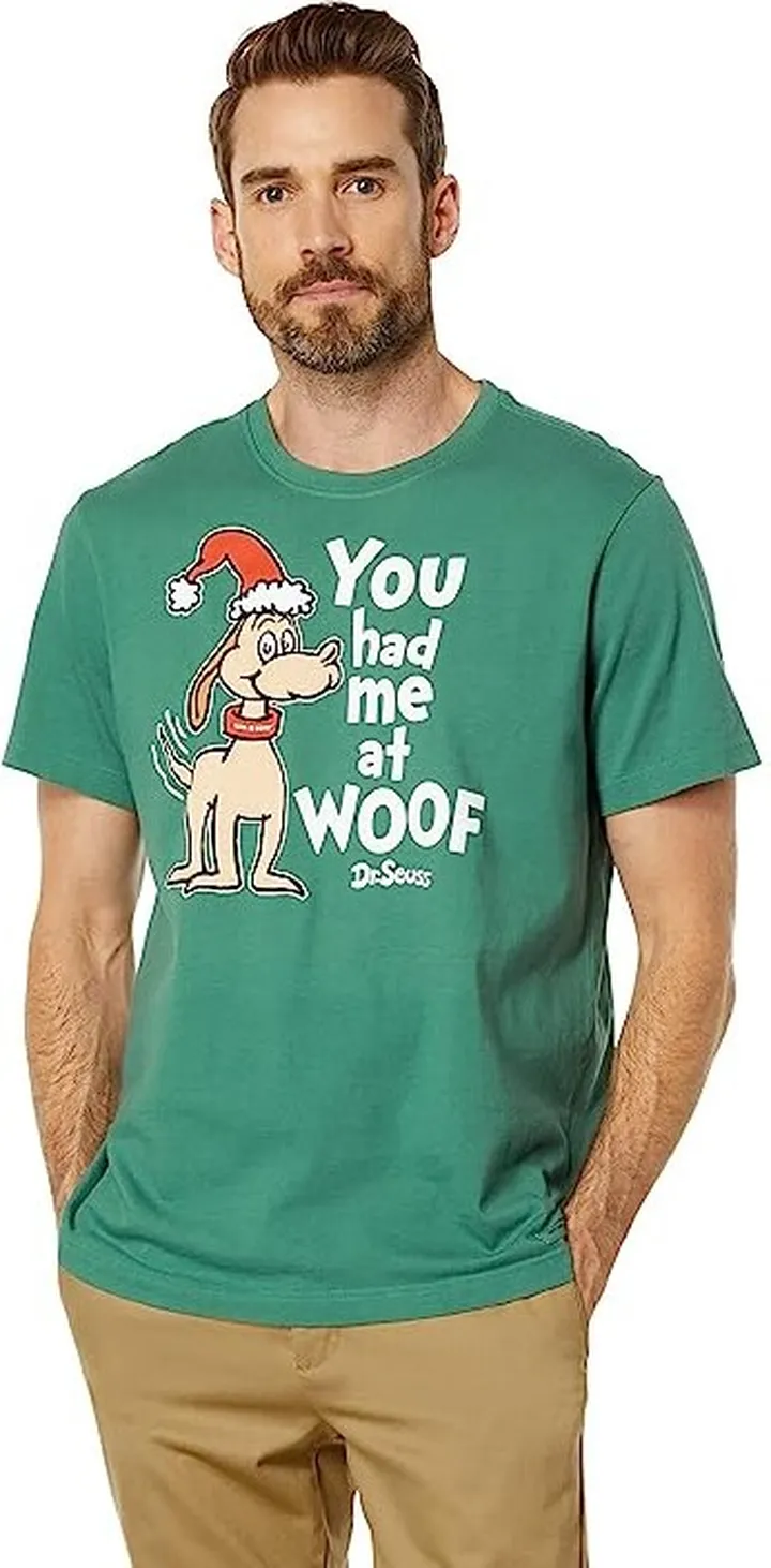 Life is Good Max You Had Me At Woof Short Sleeve Crusher Tee (Spruce Green) Men's Clothing