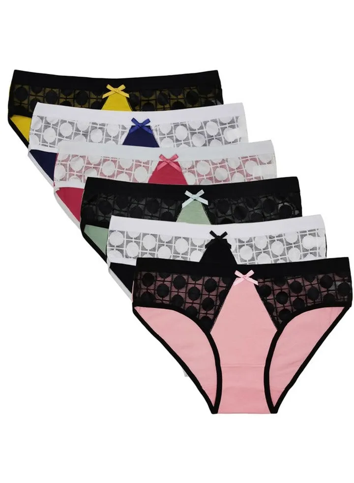 Zeemey 6-Piece Cotton Bikini Breathable Panties Low Waist Fashionable Ladies Charming Thick Bottom