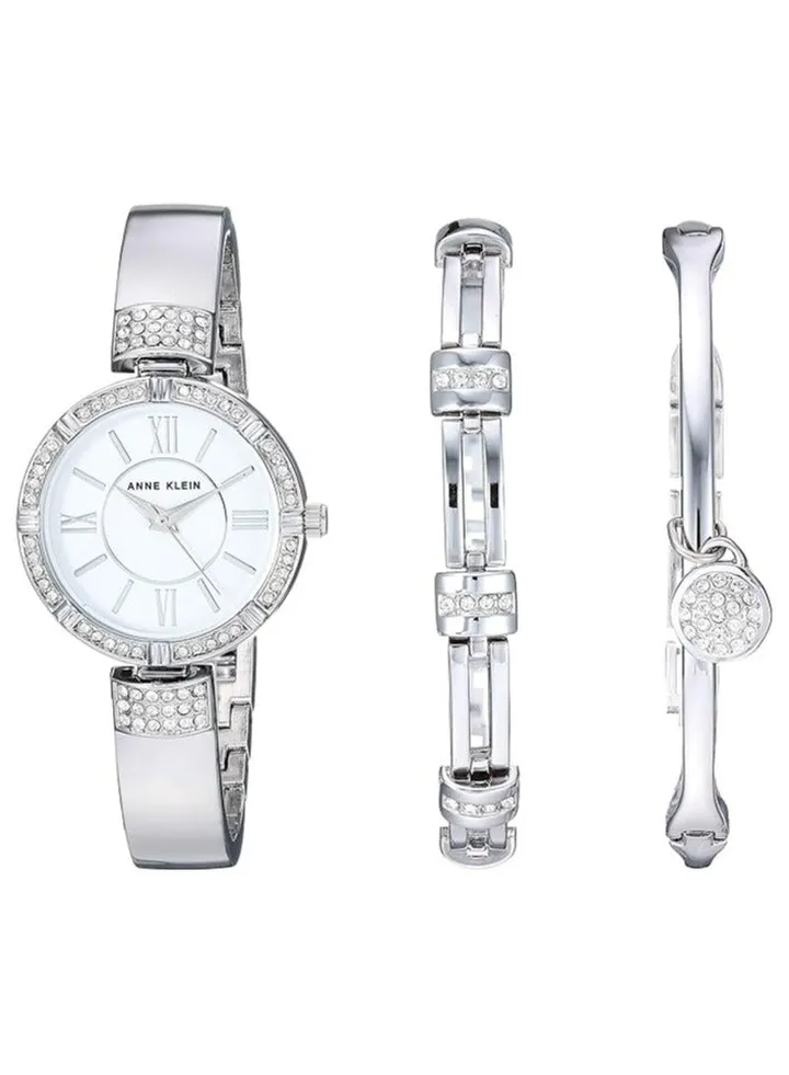 Anne Klein Women's Premium Crystal Accented Watch and Bracelet Set