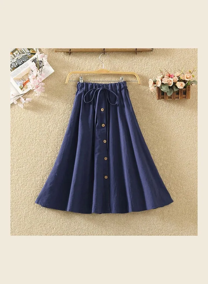 Elastic High Waist Skirt Sapphire Blue
