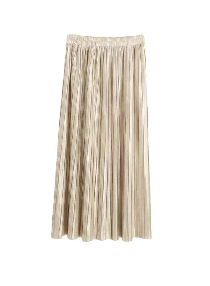 High Waist Elasticated Midi Skirt