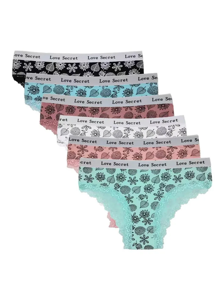 Zeemey 6 Pack Womens Underwear Cotton Sort Bikini Breathable Panties Low Rise Hipster Ladies Charming Cheeky Lingerie