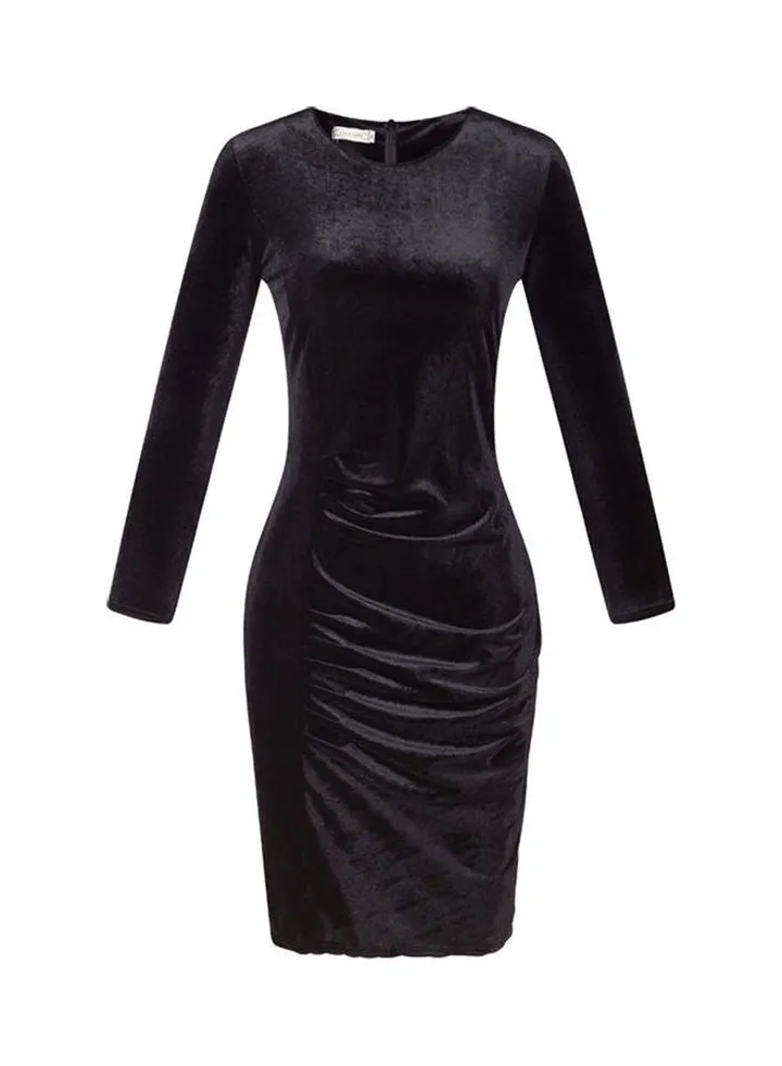 Velvet Slim Dress Black