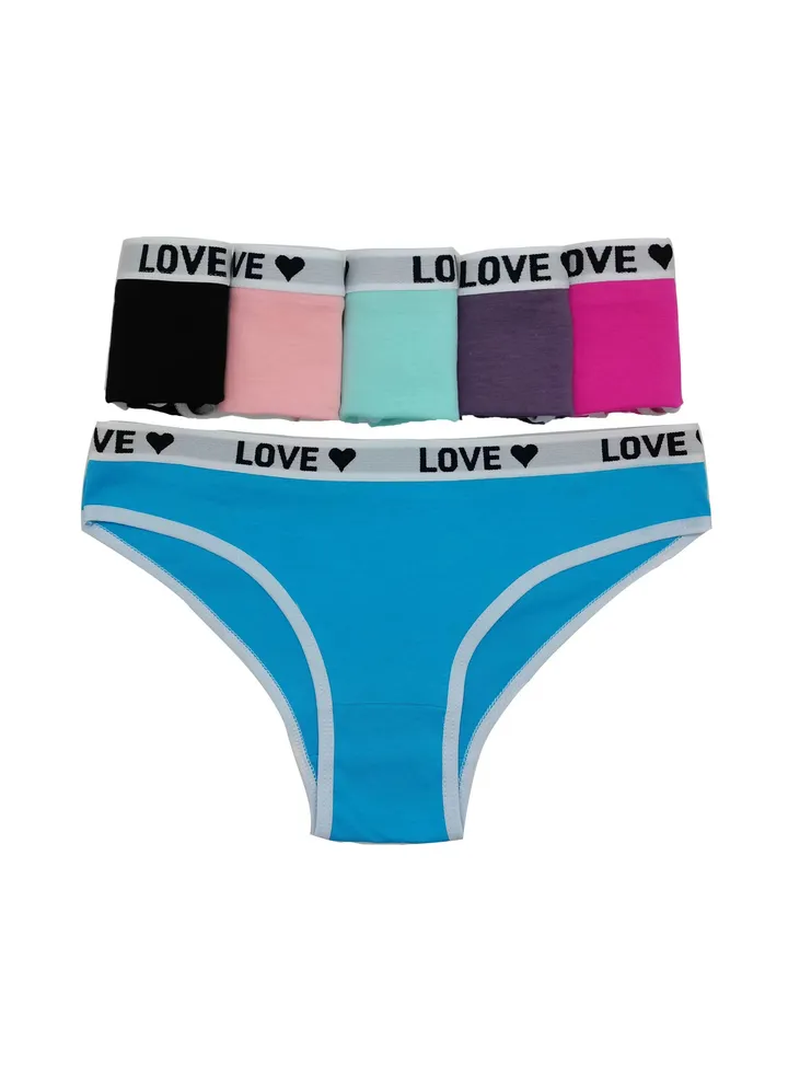 Zeemey 6-Piece Cotton Bikini Breathable Panties Low Waist Fashionable Ladies Charming Thick Bottom