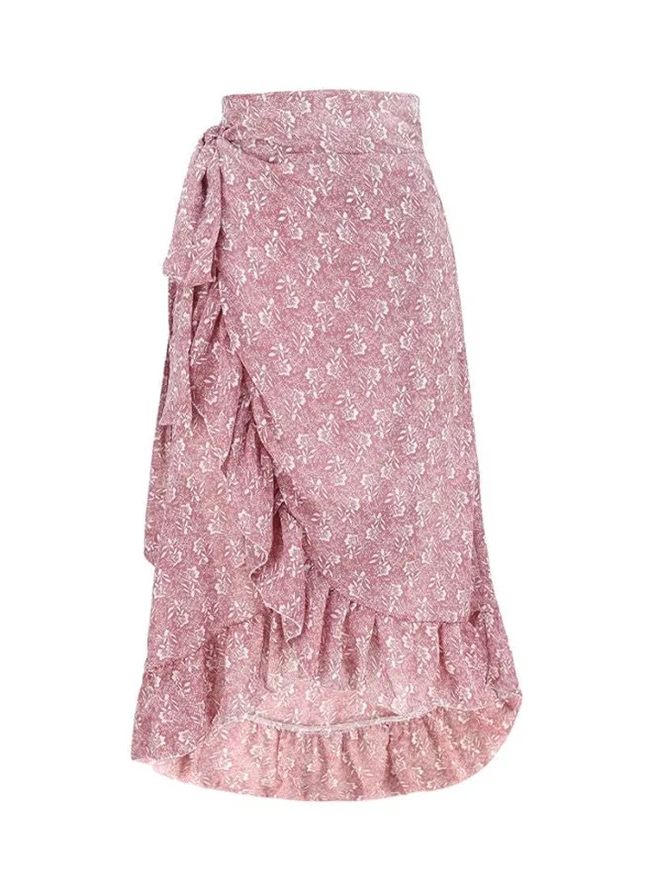 Floral Printed Skirt Pink