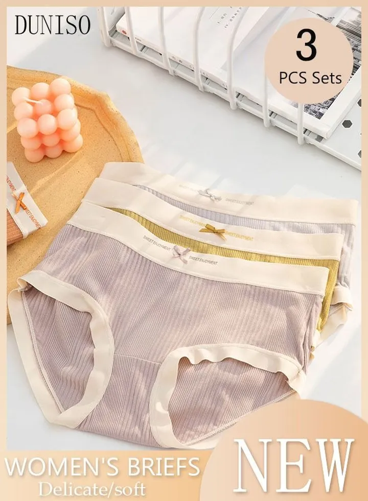 4PC Women's Briefs Ladies Girl's Mid-waist Cotton Underwear High Stretch Panties Soft Underpants Underwear Full Coverage Panties Multicolor