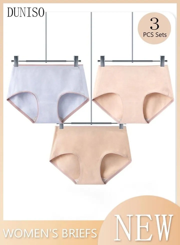 3PC Women's Briefs Ladies Girl's Mid-waist Cotton Underwear High Stretch Panties Soft Underpants Underwear Full Coverage Panties Multicolor