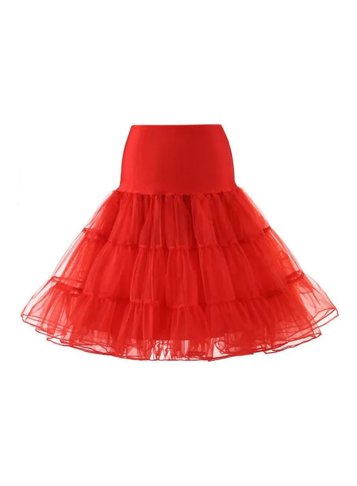 Solid Midi Skirt Red