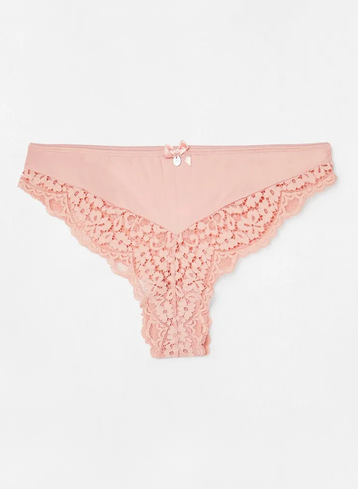 Lace Brazilian Briefs Light Pink