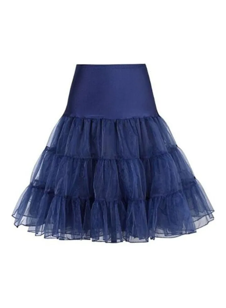 Hiqueen Boneless Crystal Petticoat Underskirt Navy Blue