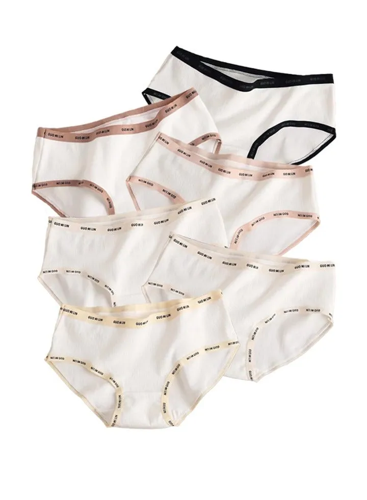 Zeemey 5-Piece Cotton Bikini Breathable Panties Low Waist Fashionable Ladies Charming Thick Bottom