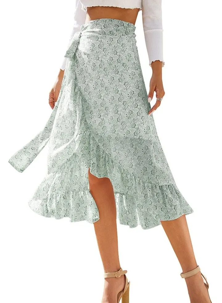 Floral Printed Skirt Green