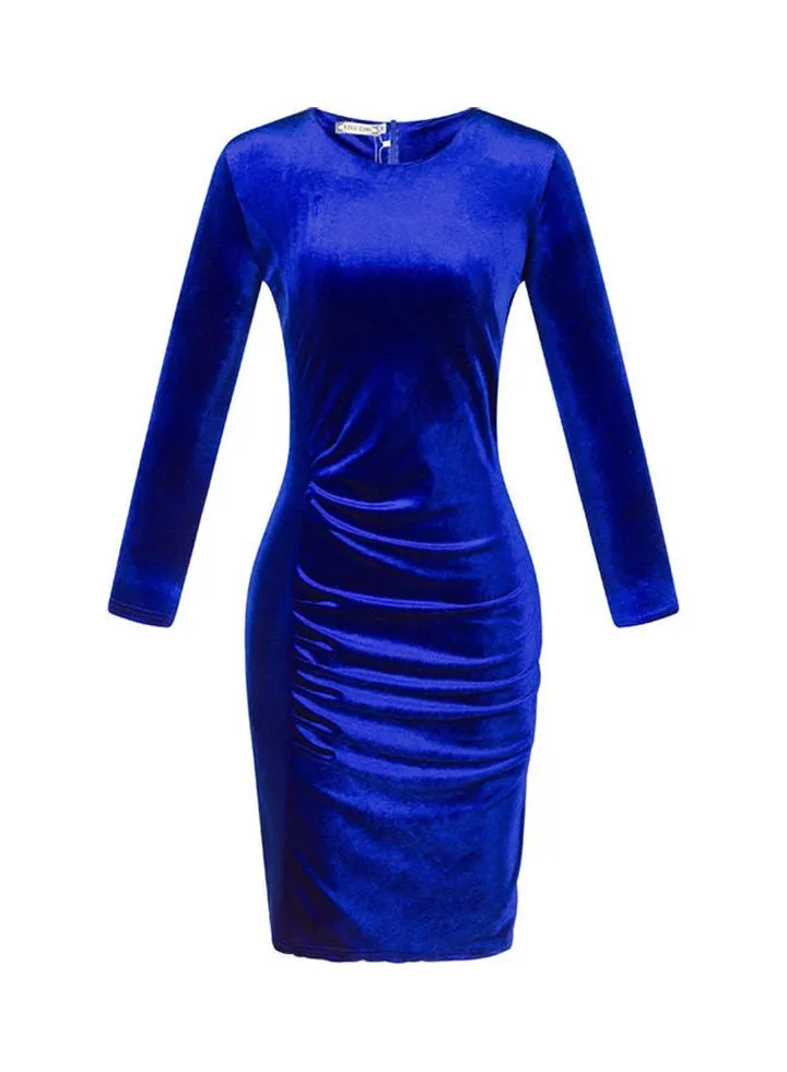 Velvet Slim Dress Sapphire