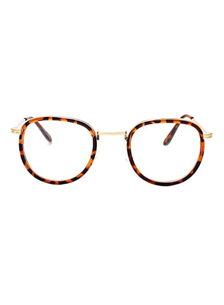 Classic Leopard Grain Metal Oval Eyeglasses