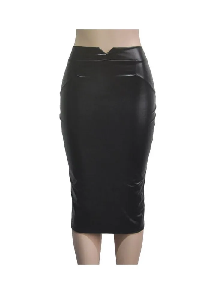 High Waist Stretchy Slim Bodycon Skirt Black