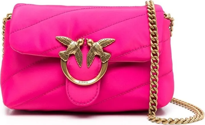 Love satin quilted shoulder bag