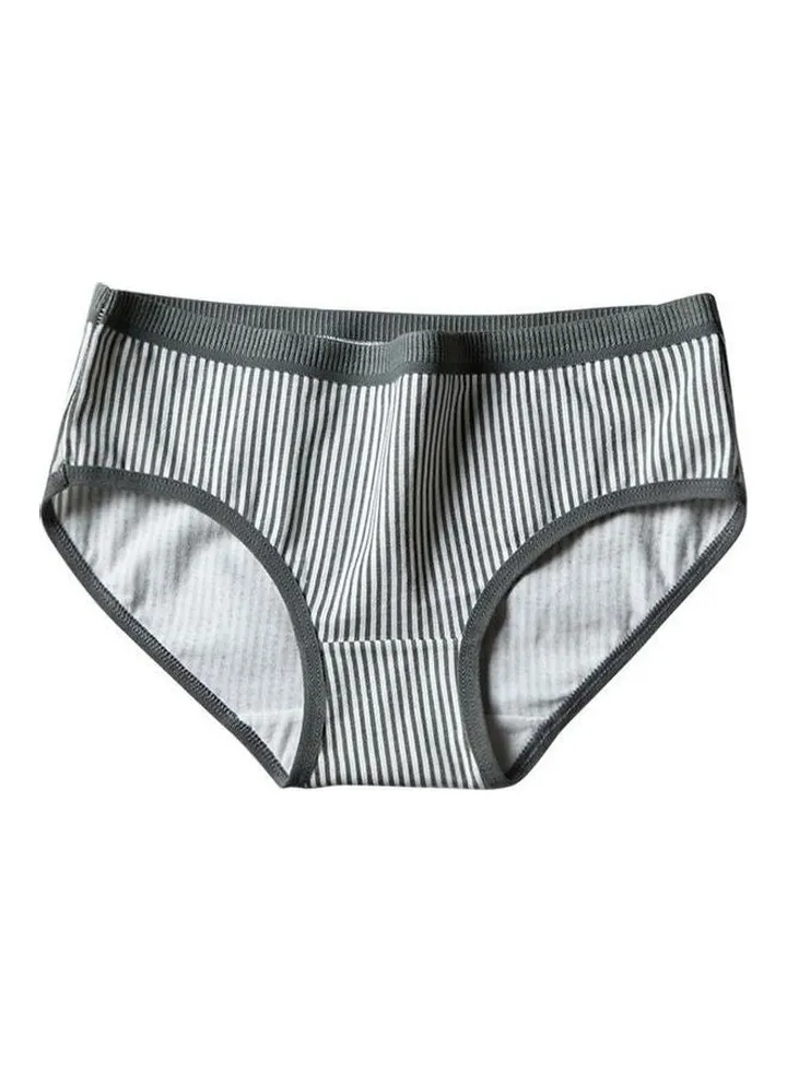 Striped Cotton Briefs Dark Grey