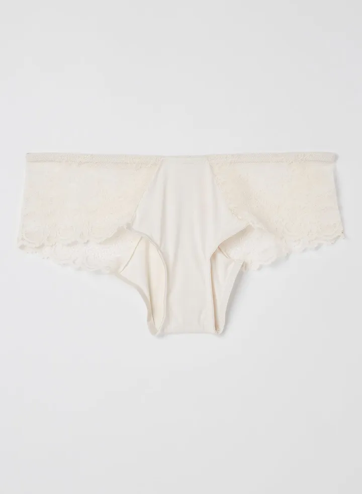 Micro And Lace Bikini Bottom White