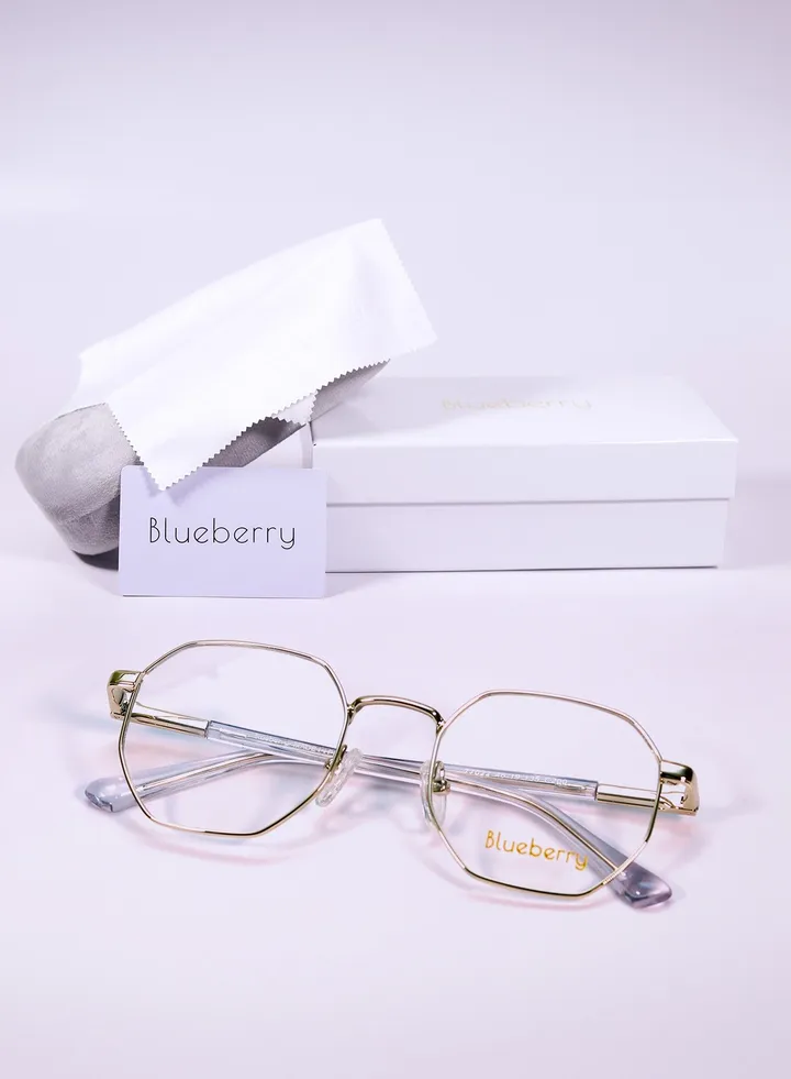 frame Metal eyeglass distinctive hexagonal shape and flexible glasses implants 180 degrees